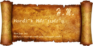 Horák Mátyás névjegykártya